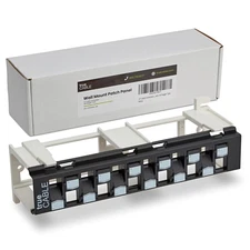 TRUE CABLE Cat6A 12-Port Patch Panel Wall Mount Keystone Data Network Black