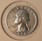1958 Washington U.S. Silver Quarter Dollar, Philadelphia, circulated, with case