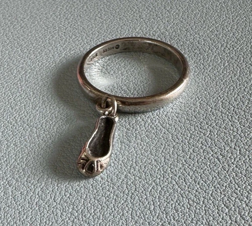 James Avery Vintage Sterling Silver Ballet Slipper Dangle Charm Ring – Size 5.5