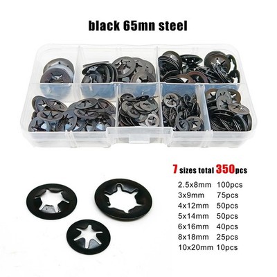 350pcs M2.5-M10 65Mn External Circlip Push-on Retaining Clip Shaft Snap Ring Set