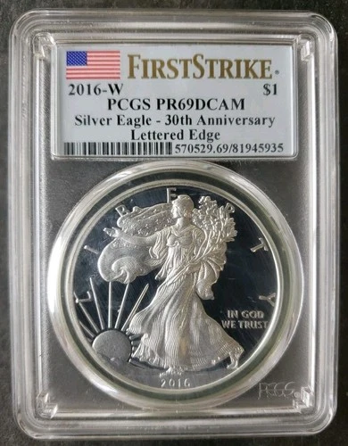 2016 W Proof $1 American Silver Eagle Dollar PCGS PR69 DCAM