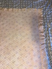 Vintage Pink Floral Animal Diamond Quilted Baby Blanket Silky Satin Trim 45x33