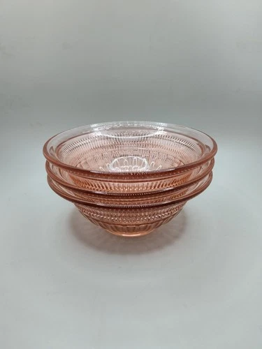 VTG Pink Anchor Hocking Annapolis Rosewater Cereal Bowls Depression  (3)