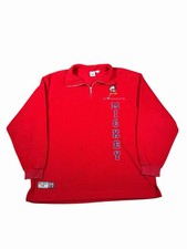 Vintage Disney Mickey Mouse Pullover Mens XL Fleece Quarter Zip Embroidered 90s