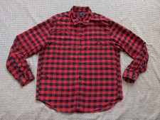 J.Crew Flannel Shirt Mens Large Red Navy Buffalo Check Plaid Button Style 28892