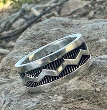 Sterling Silver Ring By NAVAJO Christopher J. Hoskie Sz. 13.5