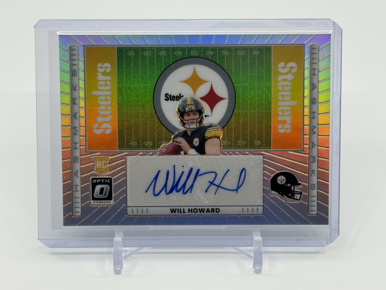 2025 Panini Donruss Optic Will Howard Hashmarks Auto #HM-WH Steelers