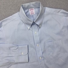 Brooks Brothers 1818 Dress Shirt Mens 16-33 Blue Madison Non-Iron Supima Cotton