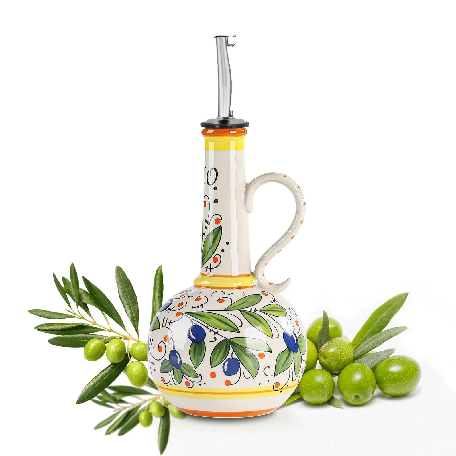Gnlnkn 18 oz Ceramic Olive Oil Dispenser Bottle for 13.5 Ounces,