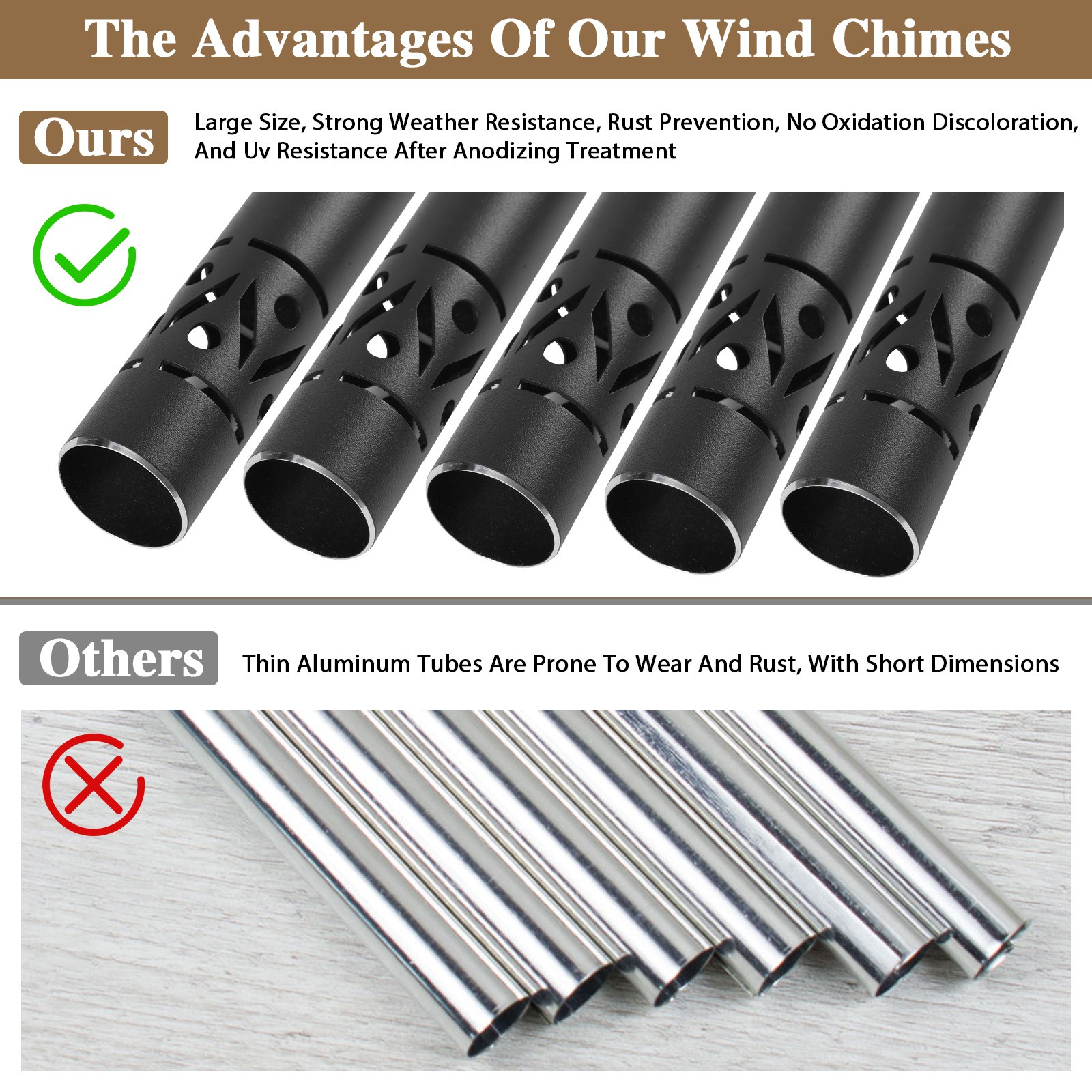 47" Large Metal Wind Chimes Deep Tone Wind Chimes for Garden Patio Balcony Decor