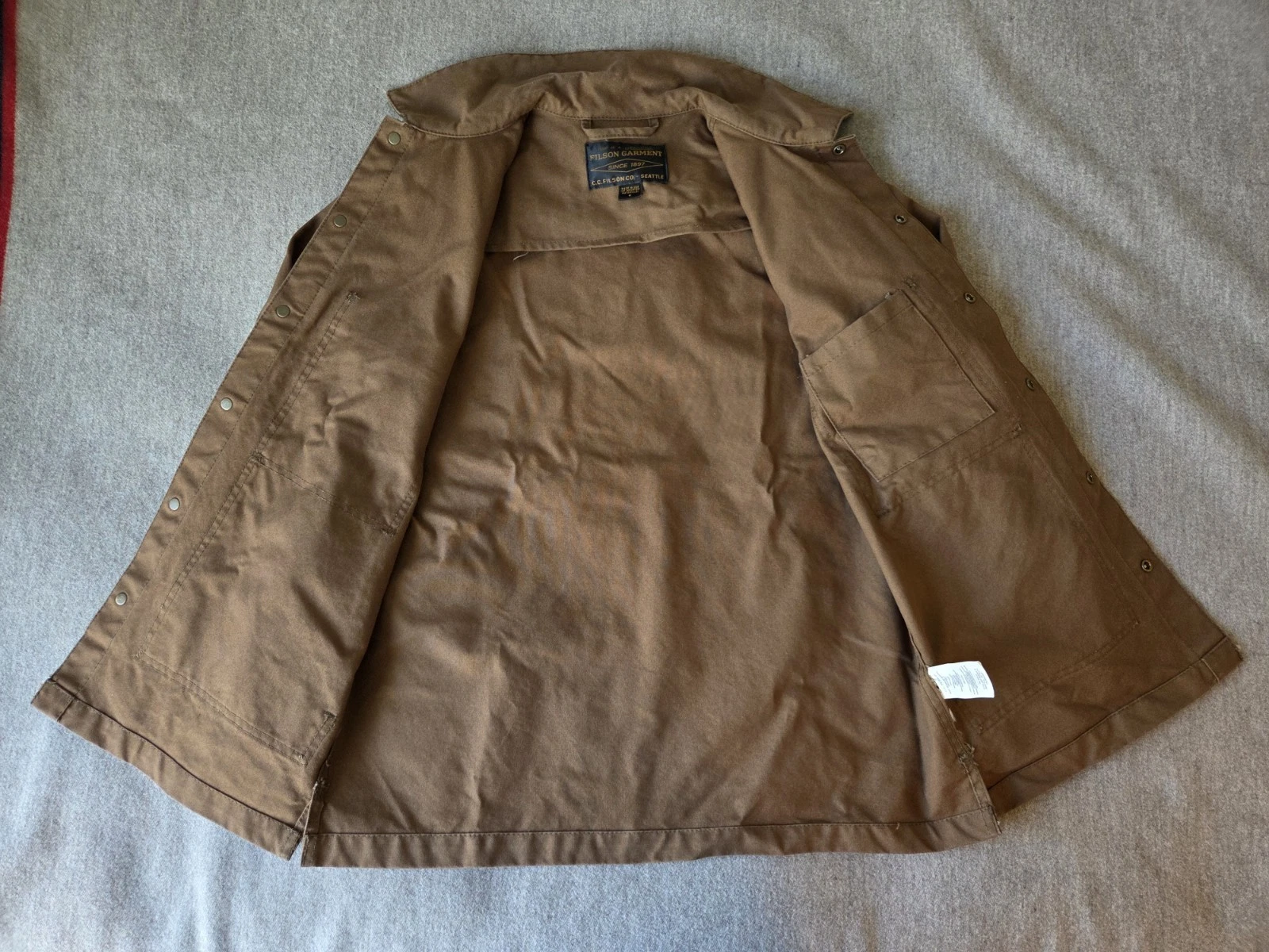 Filson Dry Tin Cloth Jac-Shirt | Small | Made in USA | Sepia | Discontinued image 4