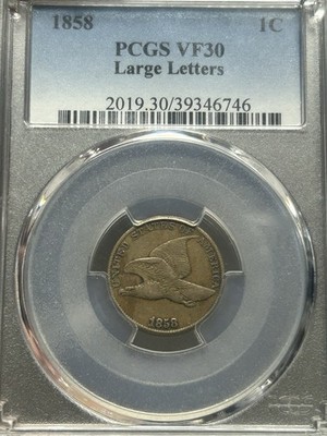 1858 Flying Eagle Cent PCGS VF30 Large Letter Original Small Cent Penny 