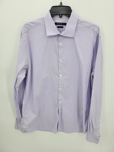 John Varvatos, John Varvatos Shirt Mens 16.5 34/35 Light Purple Blue Button Up Long Sleeve
