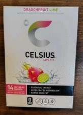 CELSIUS Dragonfruit Lime On the Go Powder Sticks 14 Count Energy Drink Mix