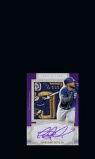 2020 Topps Definitive Fernando Tatis JR Auto Purple Jumbo Relic Padres Bunt Card