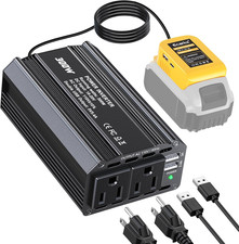 300W Portable Power Inverter Compatible with Dewalt 20V Battery, DC 20V to AC 11