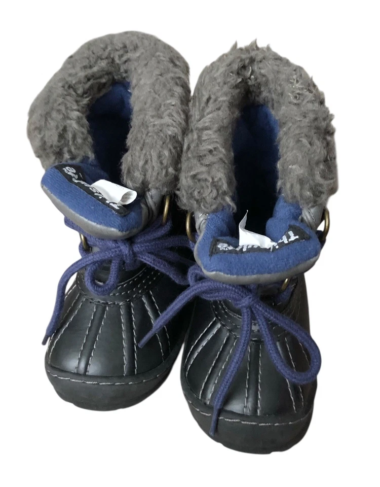 BABY GAP Niño Pequeño Niños Talla 6 Negro Azul Imitación Piel Forrada Botas de Invierno Zapatos Foto 2 de 4