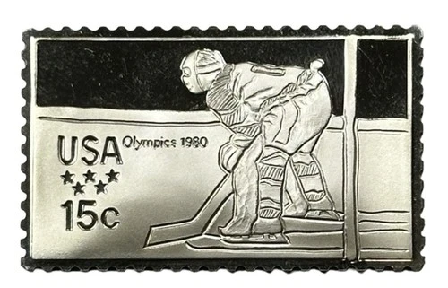 New Listing1980 Sterling Silver Ice Hockey Olympic Stamp U.S. Postal Service