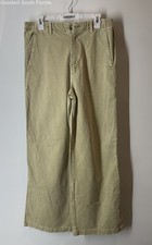 Zara Womens Light Khaki Denim Slash Pocket Regular Fit Wide-Leg Jeans Size 6