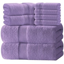Luxury Cotton Bath Towel Set, 2/Bath 2/Hand 4/Wash - 8 Piece, Lavender