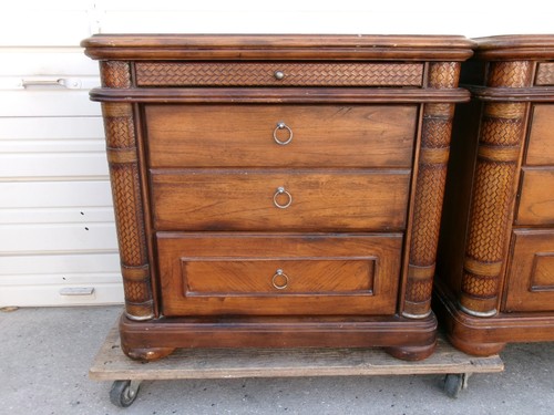 2 Bachelor Chest of drawers LG Nightstands Bachelors Pair Bed Tables Leather Two