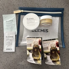 Elemis Travel Size Set- Cleansing Balm, Facial Pads, Facial Oil, Bag 
