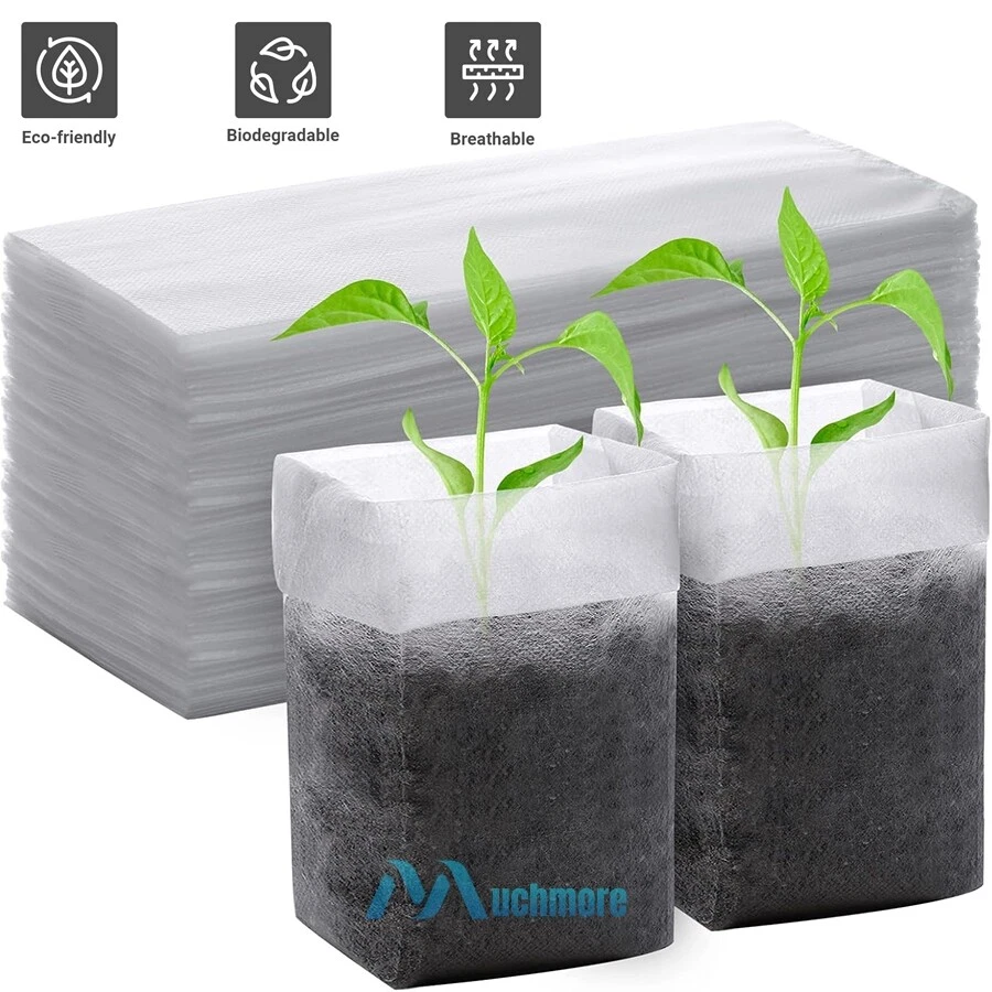 200/400x Plant Grow Nursery Bag Biodegradable Non-woven Fabric Seed Starters Pot - Image 2 of 4