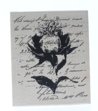 Botanical Roimantic Safflower Flower Script Stampington And Co Wood Mount Rubber