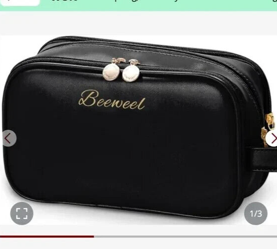 Makeup Bag, Three Layer Portable Cosmetic Bag With Brush Compartment, NEW IN BOX-image