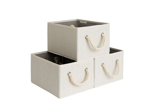 Storage Baskets for Organizing Shelves Foldable Fabric Storage Bins with Handles-image