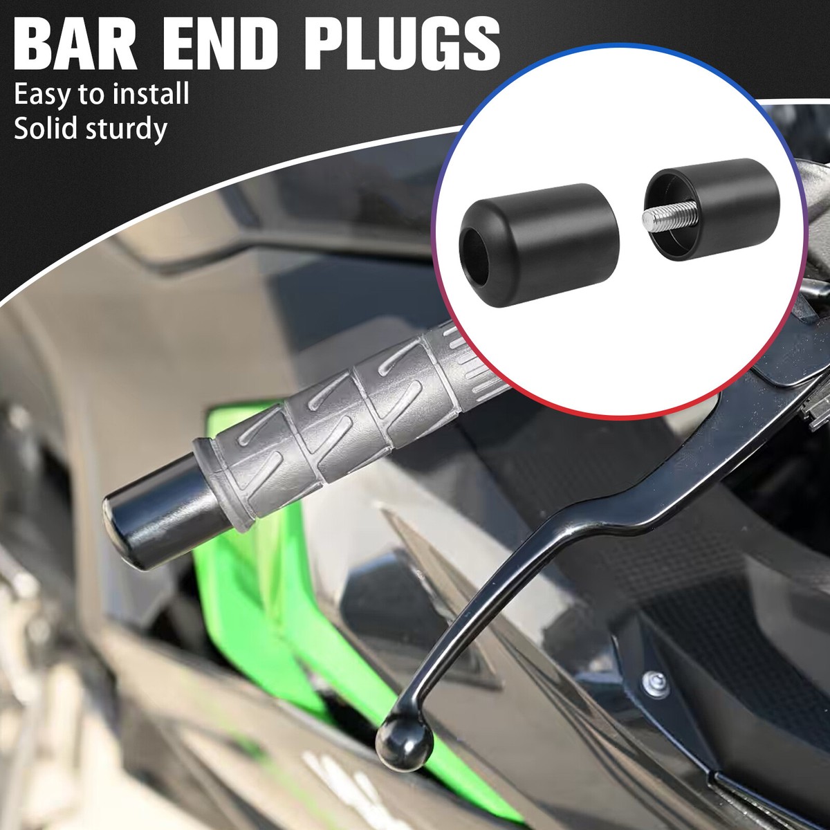 For Kawasaki NINJA 400 2023-2024 CNC Handle Bar Grips End Weights Caps Plugs