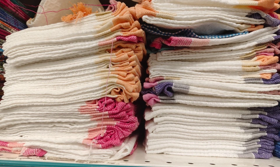 Handwoven Cotton Table Napkin with Peach Border Cotton, Eco-Friendly Decor 10pcs - Изображение 3 из 4