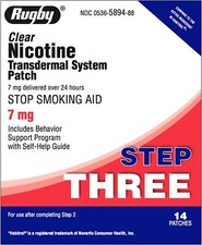 Rugby Clear Nicotine Transdermal System Patch 7 mg. Box of 14 Patches 