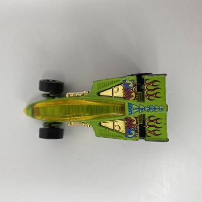 Vintage Hot Wheels Shadow Jet Race Car 1987 Malaysia; Neon Green w