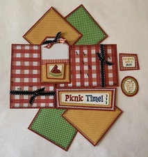 PICNIC TIME Premade Scrapbook Page Mat Set SEWN