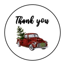 Holiday, Christmas Thank you stickers, labels, tags, envelope seals, old truck