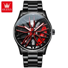 OLEVS Luxury Men's Quartz Watch Stainless Steel Waterproof Luminous Wristwatch