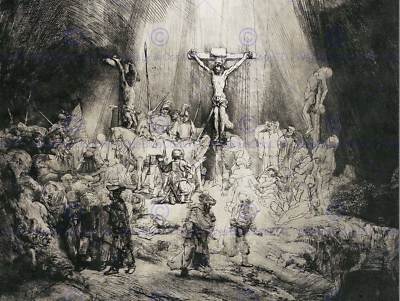 Rembrandt Christus gekreuzigt zwischen Dieben Altmeister Kunst Gemälde Druck 2624Om