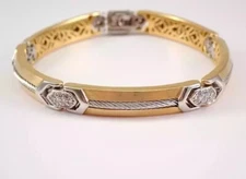 3 Ct Round Cut Vintage Philippe Charriol Charm Bracelet 14K Yellow Gold Plated
