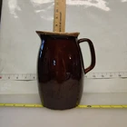 Vintage Hull Oven Proof Pottery Brown Drip Glaze Water Jug Pitcher  USA