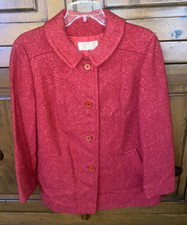 PLEASE READ-Vintage PENDLETON 100 Virgin Wool Coat Jacket-Red-White Label-SZ 16