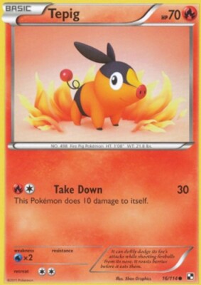 tepig pokemon card value Pokemon - Tepig - 16/114 - Common - Black and White - NM