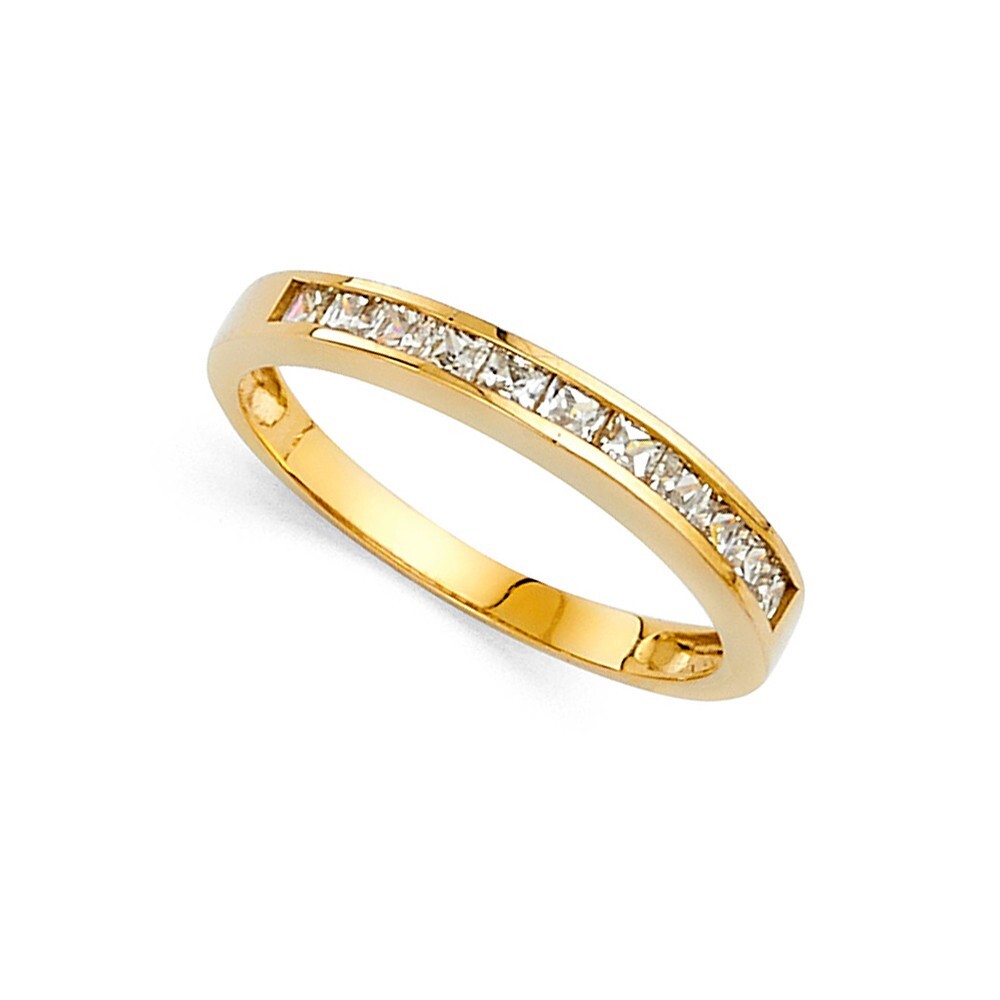 GOLD - 14K Yellow Gold Cubic Zirconia Ladies Wedding Band | eBay