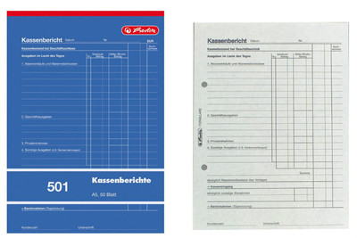 1x herlitz Kassenberichte Nr. 501 Formularbuch Kassenbuch Größe A5, 50 Blatt 