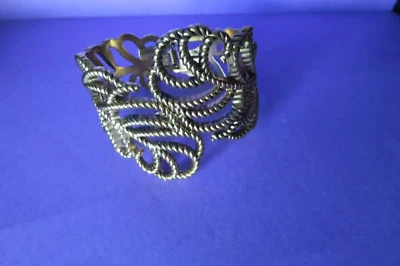 Ancien bracelet métal doré manchette - Photo 1/4