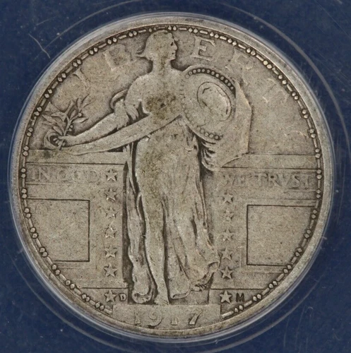 1917-D Standing Liberty Quarter 25c ANANCS - VF30 Type 1 Variety 1