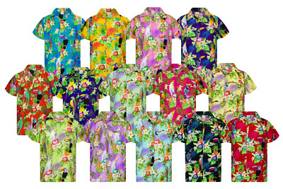 Funky Hawaiihemd Herren Kurzarm Hawaiian Shirt Parrot Cockatoo