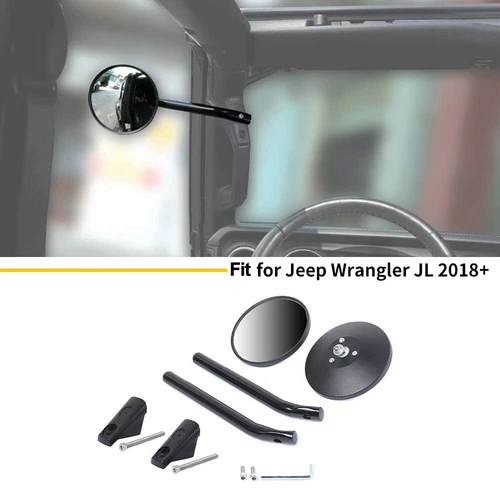 2x Left+Right A-Pillar Grab Handle Rear View Mirrors For 18+ Jeep Wrangler JL JT