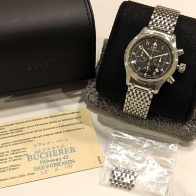 IWC Flieger Chronograph Mecha Quartz Watch IW374002 Tritium Silver 