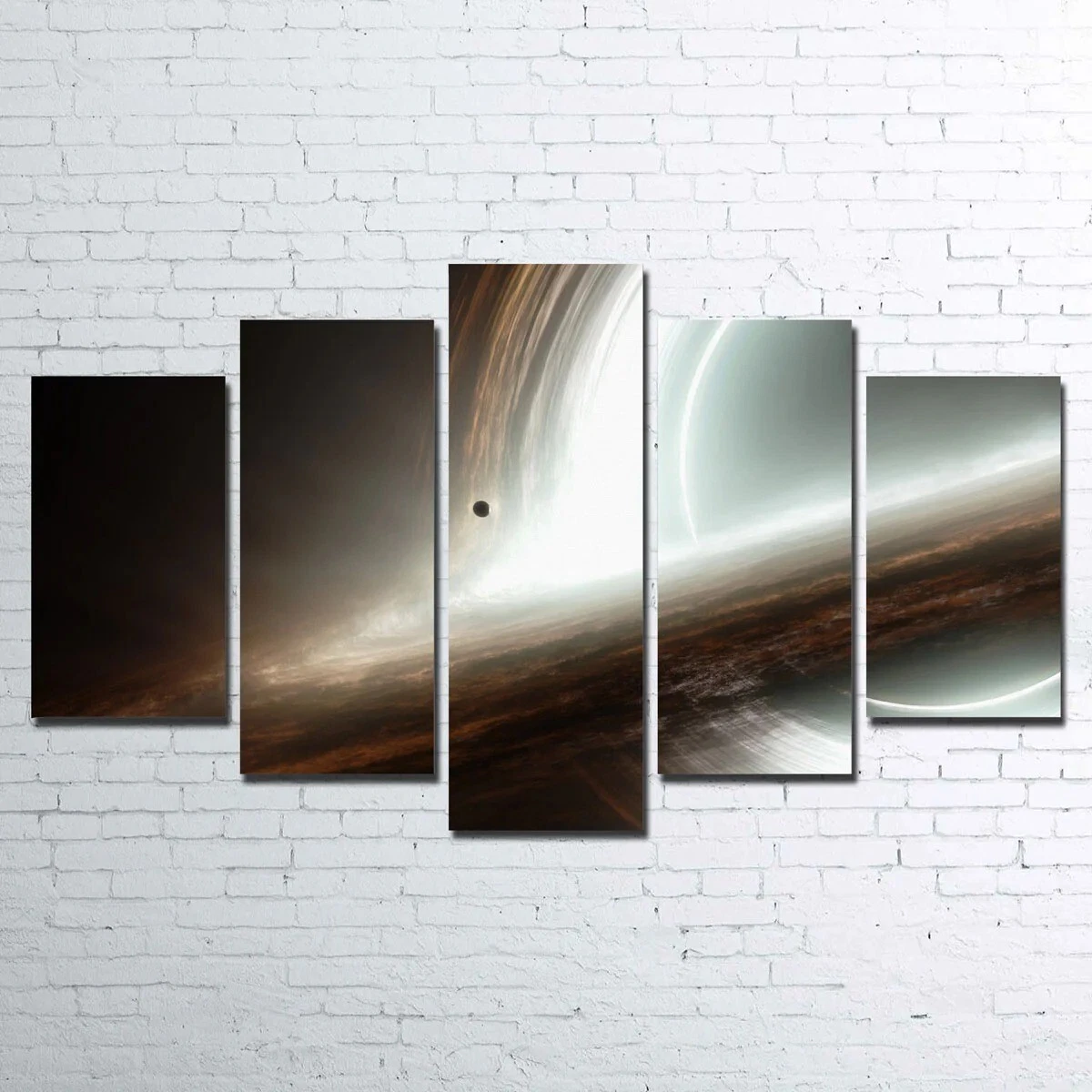Interstellar Movie Gargantua Black Hole 5 Piece Panel Canvas Wall Art Decor